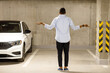 © Home-stock - The African American man found his car missing. . Car theft concept.