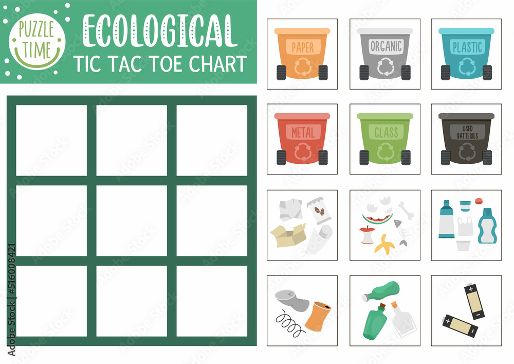 Rubish Container Graphics Vector de Stock Vector ecological tic tac toe chart with rubbish ...