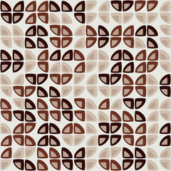 Fototapete - The quarters of the circle are brown, milk background. A pattern of simple shapes is a minimal design for interior surface prints. Design for pillows, wallpapers, decor. Coffee vector pattern.
