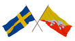 Background for designers, illustrators. National Independence Day. Flags Sweden and Butane