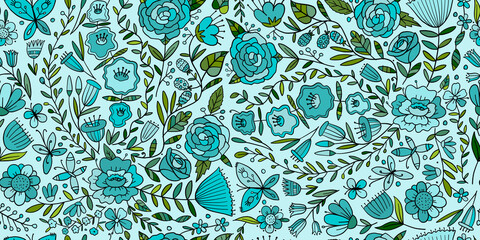 Poster - Floral Garden. Spring concept Background. Seamless pattern for your design.