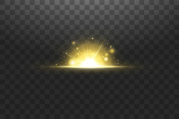 Wall Mural - shining golden stars isolated on transparent background. effects, glare, lines, glitter, explosion, 