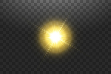 Wall Mural - shining golden stars isolated on transparent background. effects, glare, lines, glitter, explosion, 