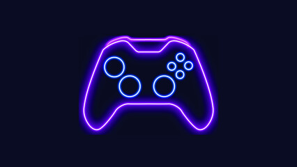 Game controller icon neon light style background