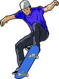 Fototapeta Młodzieżowe - teenager Skateboard jump action in the air 