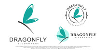 Set Of Dragonfly Logo Design With Creative Concept Premium Vector