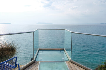 View of transparent observation platform at sea resort