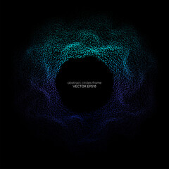 Wall Mural - abstract 3d sphere dot particle light flowing wave blue green gradient isolated on black background.