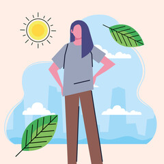 Poster - woman standing with leafs