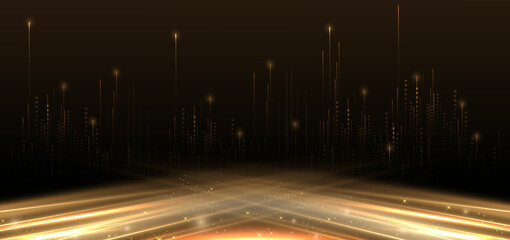 Wall Mural - abstract elegant gold lines diagonal scene on black background. template premium award design.