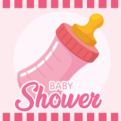 Canvas Print - Background baby bottles shower vector illustration