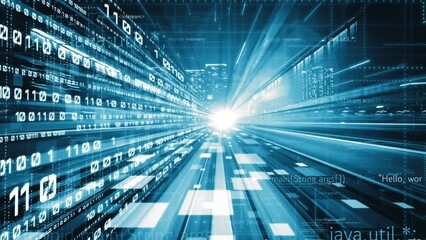 Software development, application programming code and tacit computer coding . Concept of smart digital transformation and technology disruption that changes global trends in new information era .