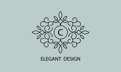Wall Mural - Stylish and elegant letter C monogram template. Vector logo illustration