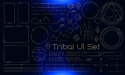 Wall Mural - set of tribal user interface elements. fantasy ethnic hud. good for game ui. vector illustration eps
