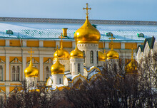 Cathedral Of The Annunciation Of The Most Holy Theotokos In The Moscow Kremlin. Annunciation Cathedral.