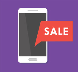 Wall Mural - white smartphone sale text glossy display illustration modern isolated device icon
