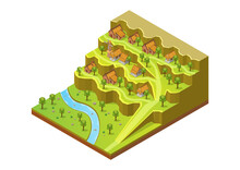 Isometric Village With Houses