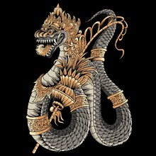 Balinese Dragon With Ornament Illustration