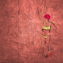 Poster - Front view human body silhouette of an adult female wearing lingerie