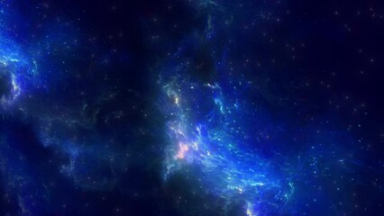 Wall Mural - flying through the stars and blue nebula in space.