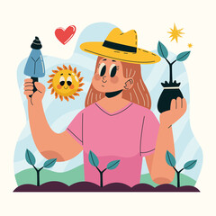 Sticker - female ecologist in landscape