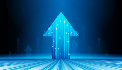 Wall Mural - growth arrow sign concept. technological symbol of growth, progress and achievement of innovation su