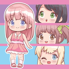 Poster - group of little girls anime