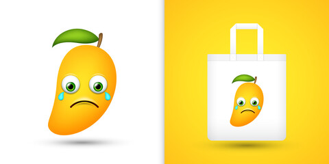 Mango on white tote bag. Vector