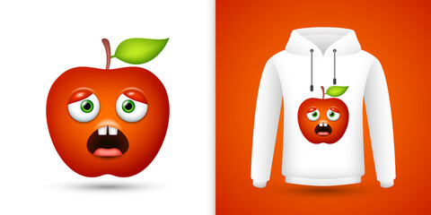 Wall Mural - Apple on white sweatshirt hoodie. Vector