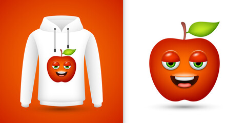 Wall Mural - Apple on white sweatshirt hoodie. Vector