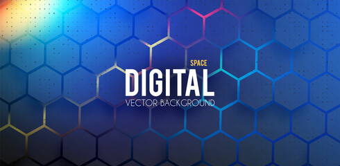 Poster - Abstract geometric background with light effect. Futuristic space.