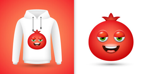 Wall Mural - Pomegranate on white sweatshirt hoodie. Vector