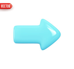 Wall Mural - Arrow pointing right blue color. Realistic 3d design In plastic cartoon style. Icon isolated on white background. Vector illustration