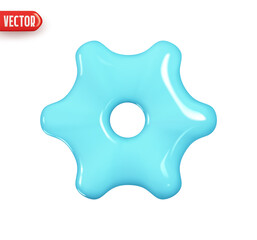 Wall Mural - cogwheel gear blue color. cog wheels setting system. realistic 3d design in plastic cartoon style. i