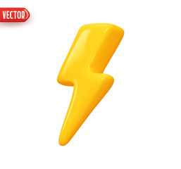 Wall Mural - lightning sign yellow color. realistic 3d design in plastic cartoon style. icon isolated on white ba