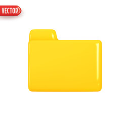 Wall Mural - folder file. folder with document archive. computer file yellow color. realistic 3d design in plasti