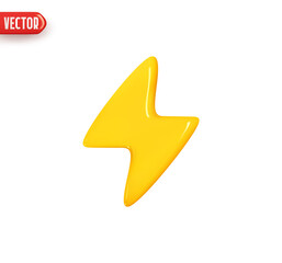 Wall Mural - lightning sign yellow color. realistic 3d design in plastic cartoon style. icon isolated on white ba