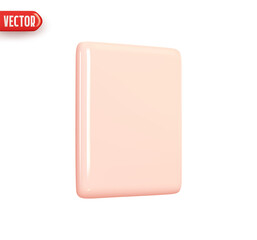 Wall Mural - Paper sheet pink color. Realistic 3d design In plastic cartoon style. Icon isolated on white background. Vector illustration