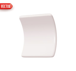 Wall Mural - Paper sheet blank curved. Realistic 3d design In plastic cartoon style. Icon isolated on white background. Vector illustration