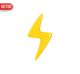 Wall Mural - lightning sign yellow color. realistic 3d design in plastic cartoon style. icon isolated on white ba