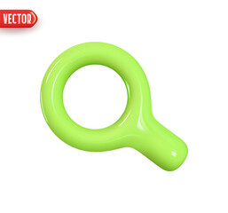 Wall Mural - magnifier glass green color. realistic 3d design in plastic cartoon style. icon isolated on white ba