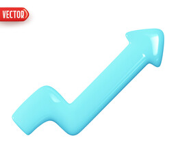Wall Mural - Arrow pointing growth up. Realistic 3d design In plastic cartoon style. Icon isolated on white background. Vector illustration