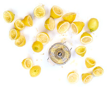 Squeezed Lemons With Citrus Press
