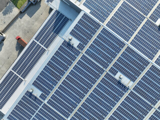 Canvas Print - solar power station on factory rooftop