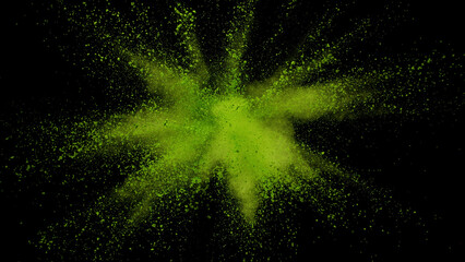 Wall Mural - Green Colored powder explosion.