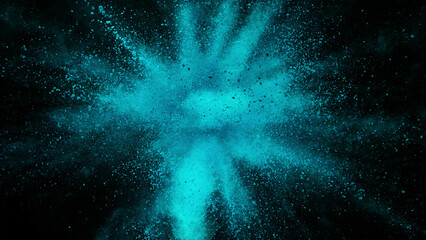 Wall Mural - Blue Colored powder explosion.