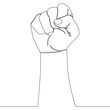 Continuous line drawing fist protest icon vector illustration concept