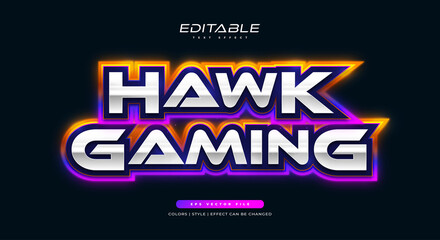 Wall Mural - editable e-sport text style with glowing neon effect. colorful game text effect