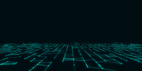 Digital database cyberspace. Decoding algorithms hacked software. Cyber security with moving particles. Big data visualization. 3d rendering.