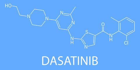 Sticker - Skeletal formula of Dasatinib cancer drug molecule.